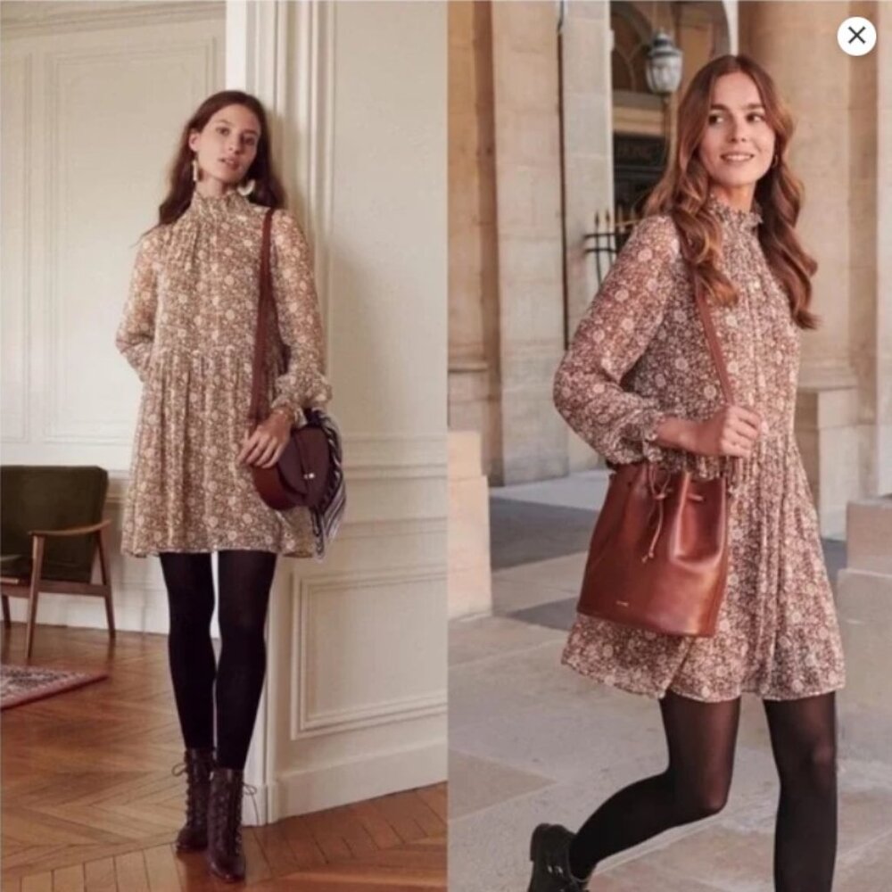 Sezane Olivia Dress. Imprimé Flora Moka - Size 36